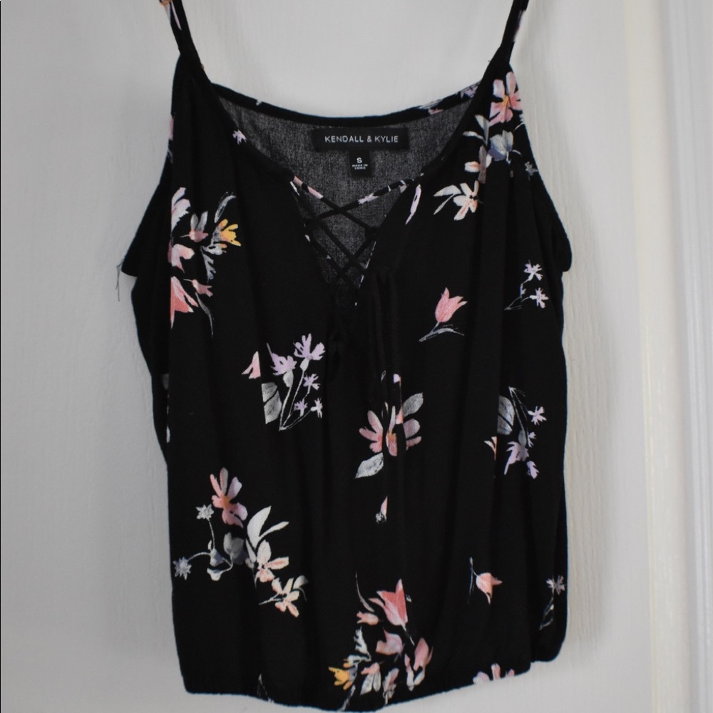 Black floral tank